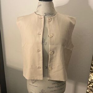 Sleeveless Ivory Button Front Vest